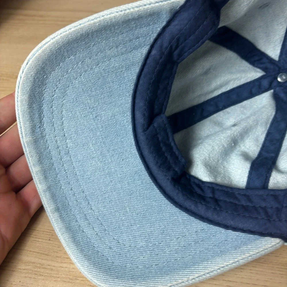 Denim Hat Cap Strap Back Blue Light Wash Adjustable Mens